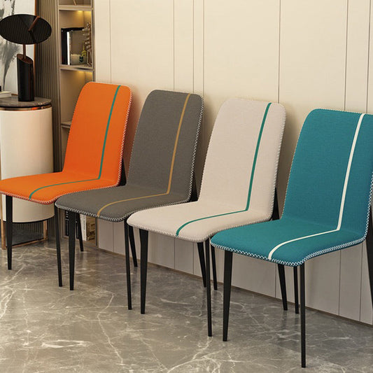 Scandinavian Metal Chairs Set Kitchen Dining Solid Back Side Chair (Set of 4) Clearhalo ' kitchen&dining_furn' 'Dining Chairs' 'Dining Tables & Seating' 'dining_chair' 'furn' 'furn_dining_chair' 'Furniture' 'furniture_dining_chair' 'Kitchen & Dining Furniture' 'kitchen' 4039453