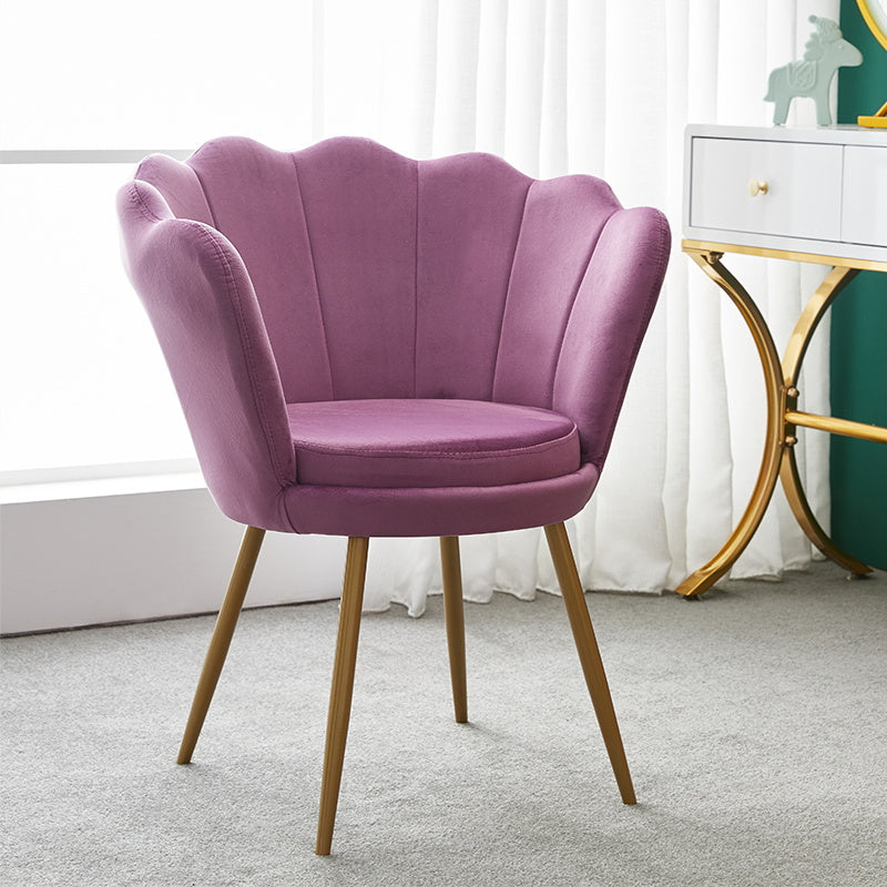 Scandinavian Style Metal Dining Chair Home Armless Cushion Crown Top Back Single Chair Purple Clearhalo ' kitchen&dining_furn' 'Dining Chairs' 'Dining Tables & Seating' 'dining_chair' 'furn' 'furn_dining_chair' 'Furniture' 'furniture_dining_chair' 'Kitchen & Dining Furniture' 'kitchen' 4039477