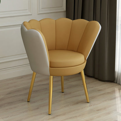Scandinavian Style Metal Dining Chair Home Armless Cushion Crown Top Back Single Chair Yellow Clearhalo ' kitchen&dining_furn' 'Dining Chairs' 'Dining Tables & Seating' 'dining_chair' 'furn' 'furn_dining_chair' 'Furniture' 'furniture_dining_chair' 'Kitchen & Dining Furniture' 'kitchen' 4039479
