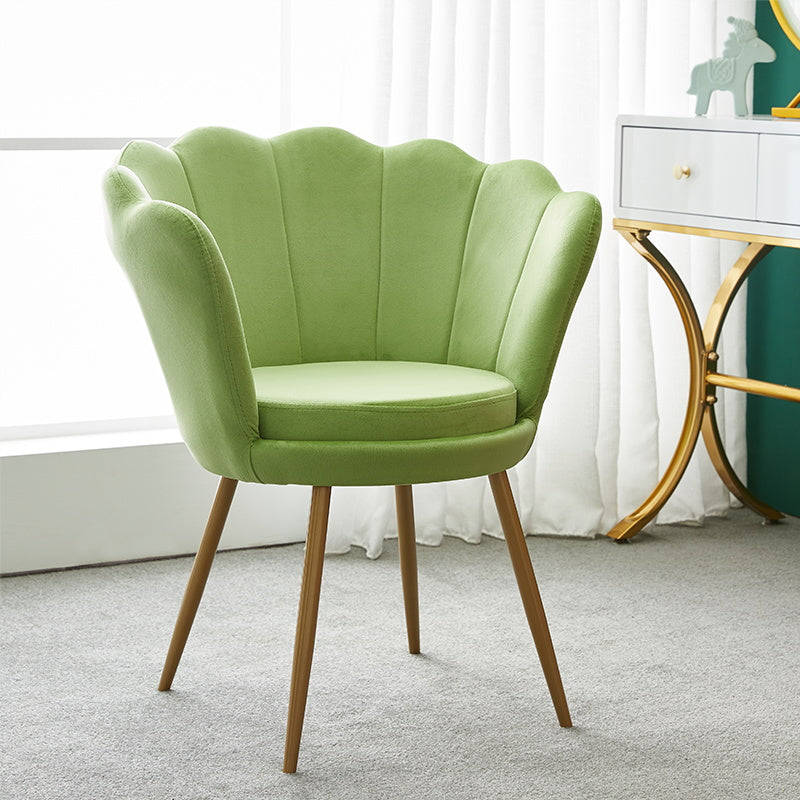 Scandinavian Style Metal Dining Chair Home Armless Cushion Crown Top Back Single Chair Green Clearhalo ' kitchen&dining_furn' 'Dining Chairs' 'Dining Tables & Seating' 'dining_chair' 'furn' 'furn_dining_chair' 'Furniture' 'furniture_dining_chair' 'Kitchen & Dining Furniture' 'kitchen' 4039482