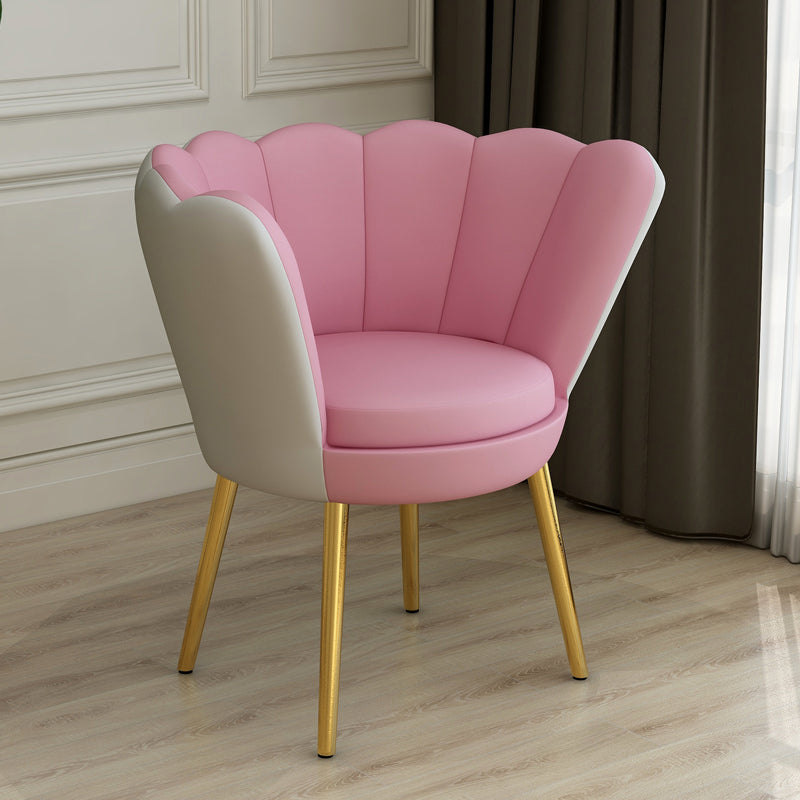 Scandinavian Style Metal Dining Chair Home Armless Cushion Crown Top Back Single Chair Pink Clearhalo ' kitchen&dining_furn' 'Dining Chairs' 'Dining Tables & Seating' 'dining_chair' 'furn' 'furn_dining_chair' 'Furniture' 'furniture_dining_chair' 'Kitchen & Dining Furniture' 'kitchen' 4039484