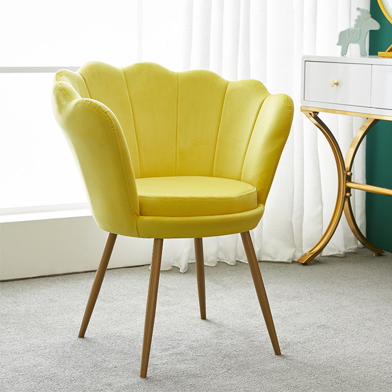 Scandinavian Style Metal Dining Chair Home Armless Cushion Crown Top Back Single Chair Light Yellow Clearhalo ' kitchen&dining_furn' 'Dining Chairs' 'Dining Tables & Seating' 'dining_chair' 'furn' 'furn_dining_chair' 'Furniture' 'furniture_dining_chair' 'Kitchen & Dining Furniture' 'kitchen' 4039488