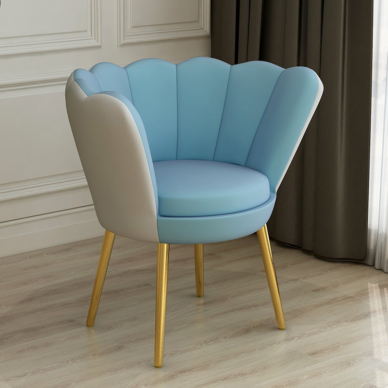 Scandinavian Style Metal Dining Chair Home Armless Cushion Crown Top Back Single Chair Light Blue Clearhalo ' kitchen&dining_furn' 'Dining Chairs' 'Dining Tables & Seating' 'dining_chair' 'furn' 'furn_dining_chair' 'Furniture' 'furniture_dining_chair' 'Kitchen & Dining Furniture' 'kitchen' 4039490