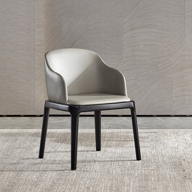 Scandinavian Leather Home Arm Chair Matte Finish Solid Back Dining Chair (Set of 2) Clearhalo ' kitchen&dining_furn' 'Dining Chairs' 'Dining Tables & Seating' 'dining_chair' 'furn' 'furn_dining_chair' 'Furniture' 'furniture_dining_chair' 'Kitchen & Dining Furniture' 'kitchen' 4039498