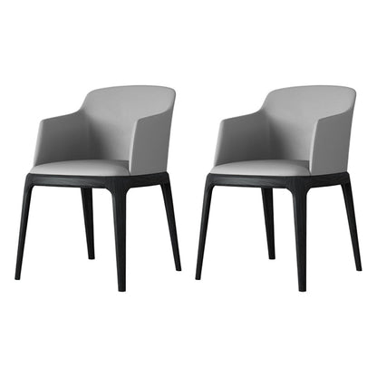 Scandinavian Leather Home Arm Chair Matte Finish Solid Back Dining Chair (Set of 2) Grey Clearhalo ' kitchen&dining_furn' 'Dining Chairs' 'Dining Tables & Seating' 'dining_chair' 'furn' 'furn_dining_chair' 'Furniture' 'furniture_dining_chair' 'Kitchen & Dining Furniture' 'kitchen' 4039499