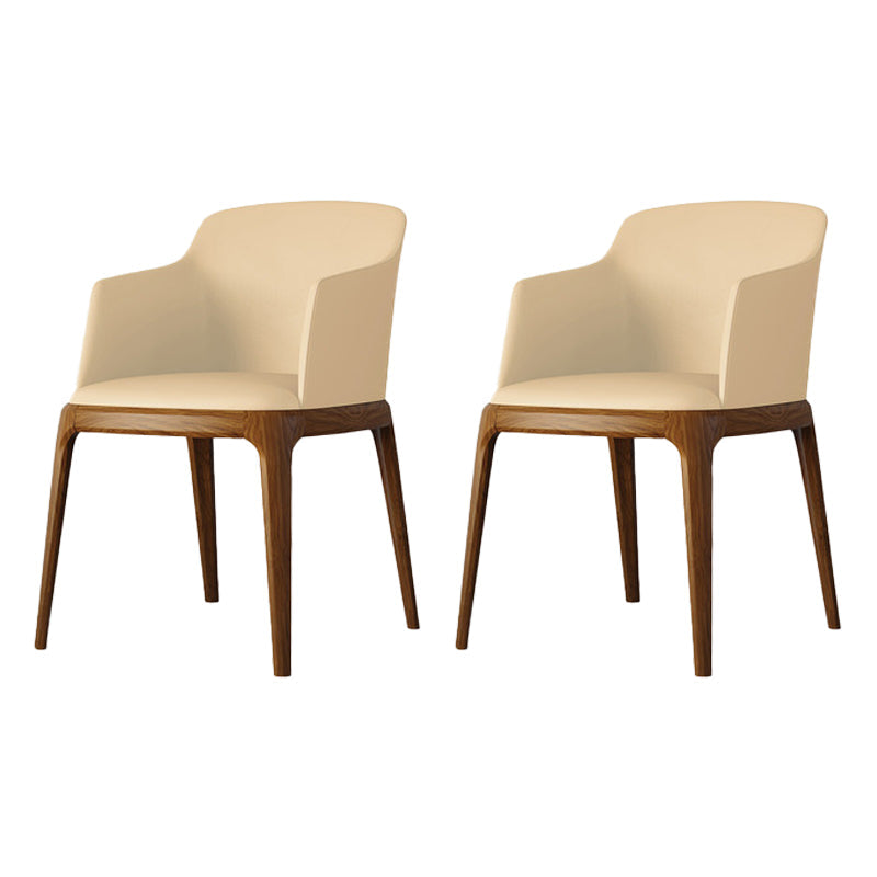 Scandinavian Leather Home Arm Chair Matte Finish Solid Back Dining Chair (Set of 2) Beige Clearhalo ' kitchen&dining_furn' 'Dining Chairs' 'Dining Tables & Seating' 'dining_chair' 'furn' 'furn_dining_chair' 'Furniture' 'furniture_dining_chair' 'Kitchen & Dining Furniture' 'kitchen' 4039502