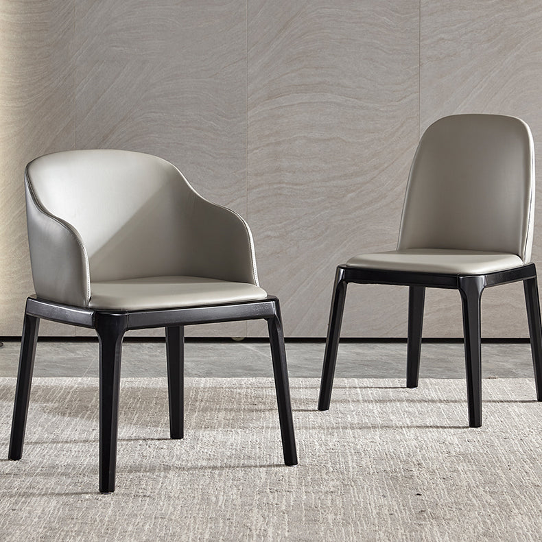 Scandinavian Leather Home Arm Chair Matte Finish Solid Back Dining Chair (Set of 2) Clearhalo ' kitchen&dining_furn' 'Dining Chairs' 'Dining Tables & Seating' 'dining_chair' 'furn' 'furn_dining_chair' 'Furniture' 'furniture_dining_chair' 'Kitchen & Dining Furniture' 'kitchen' 4039503