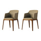 Scandinavian Leather Home Arm Chair Matte Finish Solid Back Dining Chair (Set of 2) Khaki Clearhalo ' kitchen&dining_furn' 'Dining Chairs' 'Dining Tables & Seating' 'dining_chair' 'furn' 'furn_dining_chair' 'Furniture' 'furniture_dining_chair' 'Kitchen & Dining Furniture' 'kitchen' 4039506