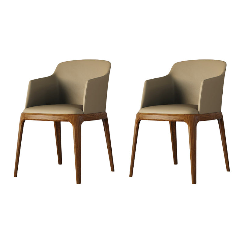 Scandinavian Leather Home Arm Chair Matte Finish Solid Back Dining Chair (Set of 2) Khaki Clearhalo ' kitchen&dining_furn' 'Dining Chairs' 'Dining Tables & Seating' 'dining_chair' 'furn' 'furn_dining_chair' 'Furniture' 'furniture_dining_chair' 'Kitchen & Dining Furniture' 'kitchen' 4039506