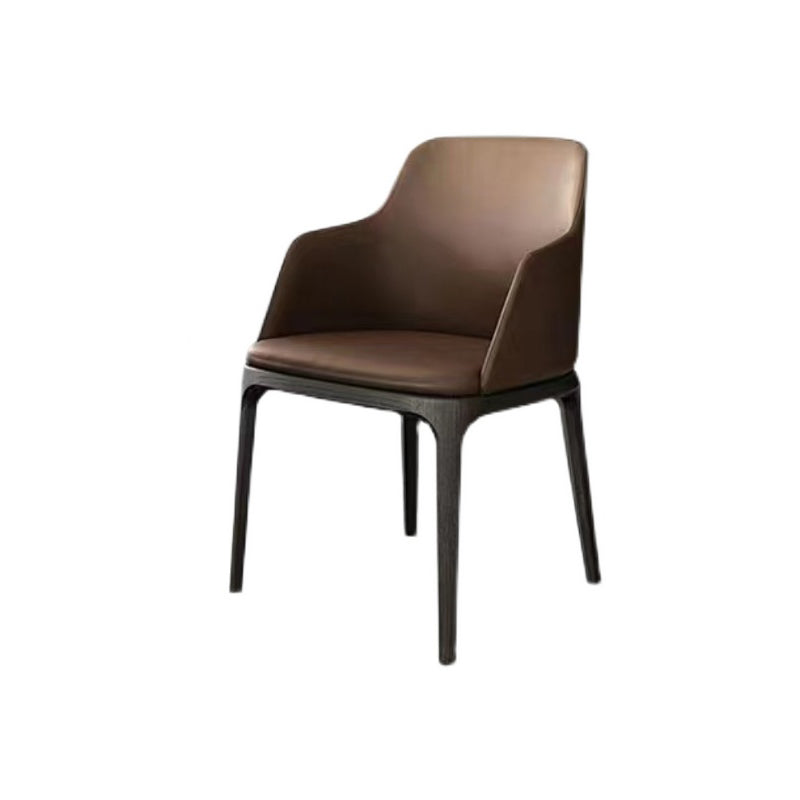 Scandinavian Leather Home Arm Chair Matte Finish Solid Back Dining Chair (Set of 2) Clearhalo ' kitchen&dining_furn' 'Dining Chairs' 'Dining Tables & Seating' 'dining_chair' 'furn' 'furn_dining_chair' 'Furniture' 'furniture_dining_chair' 'Kitchen & Dining Furniture' 'kitchen' 4039507