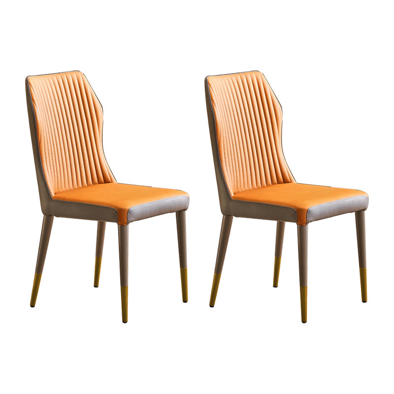 Scandinavian Style Oak Wood Chair Kitchen Dining Solid Back Side Chairs Orange 2 Piece Set Brass Gold Clearhalo ' kitchen&dining_furn' 'Dining Chairs' 'Dining Tables & Seating' 'dining_chair' 'furn' 'furn_dining_chair' 'Furniture' 'furniture_dining_chair' 'Kitchen & Dining Furniture' 'kitchen' 4039512