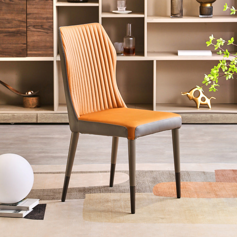 Scandinavian Style Oak Wood Chair Kitchen Dining Solid Back Side Chairs Orange 1 Piece Black Clearhalo ' kitchen&dining_furn' 'Dining Chairs' 'Dining Tables & Seating' 'dining_chair' 'furn' 'furn_dining_chair' 'Furniture' 'furniture_dining_chair' 'Kitchen & Dining Furniture' 'kitchen' 4039527