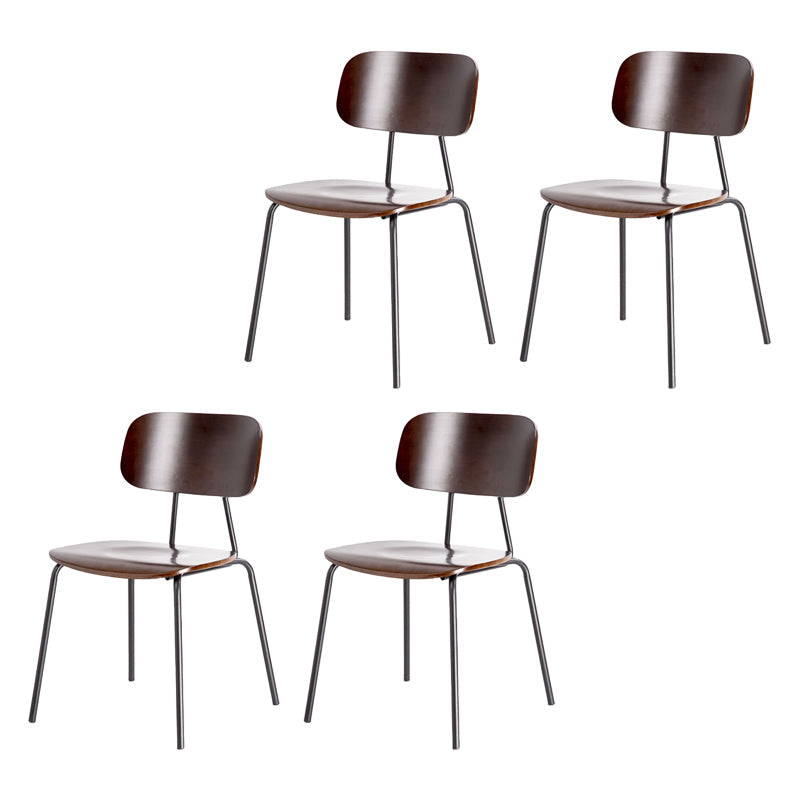 Industrial Metal Milk Tea Shop Side Chair Matte Finish Open Back Dining Chair (Set of 4) Dark Brown Clearhalo ' kitchen&dining_furn' 'Dining Chairs' 'Dining Tables & Seating' 'dining_chair' 'furn' 'furn_dining_chair' 'Furniture' 'furniture_dining_chair' 'Kitchen & Dining Furniture' 'kitchen' 4039535