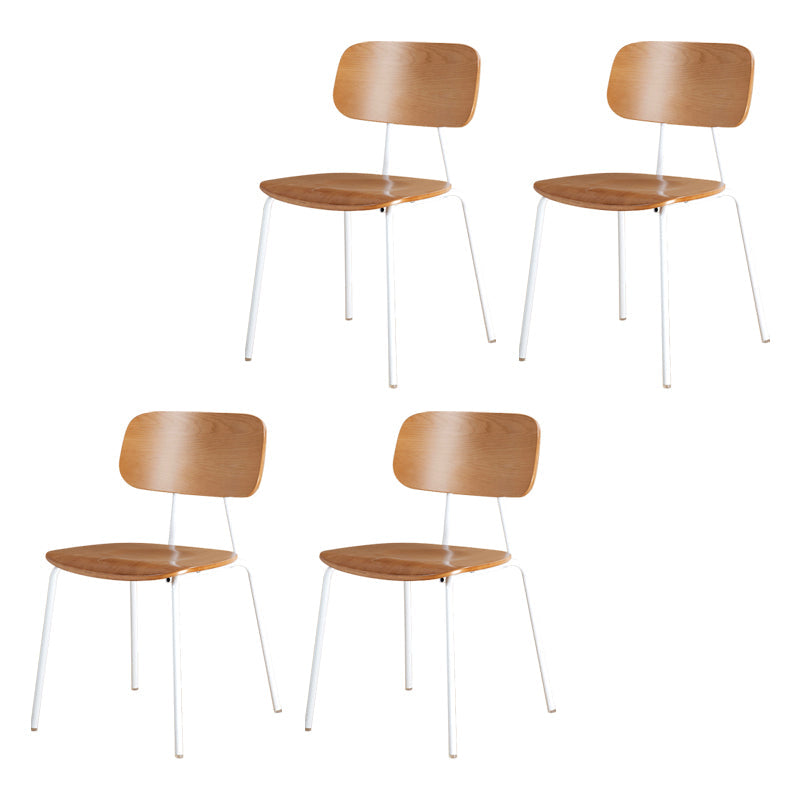 Industrial Metal Milk Tea Shop Side Chair Matte Finish Open Back Dining Chair (Set of 4) White-Brown Clearhalo ' kitchen&dining_furn' 'Dining Chairs' 'Dining Tables & Seating' 'dining_chair' 'furn' 'furn_dining_chair' 'Furniture' 'furniture_dining_chair' 'Kitchen & Dining Furniture' 'kitchen' 4039538