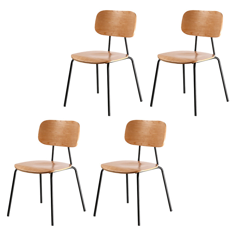 Industrial Metal Milk Tea Shop Side Chair Matte Finish Open Back Dining Chair (Set of 4) Walnut Clearhalo ' kitchen&dining_furn' 'Dining Chairs' 'Dining Tables & Seating' 'dining_chair' 'furn' 'furn_dining_chair' 'Furniture' 'furniture_dining_chair' 'Kitchen & Dining Furniture' 'kitchen' 4039541