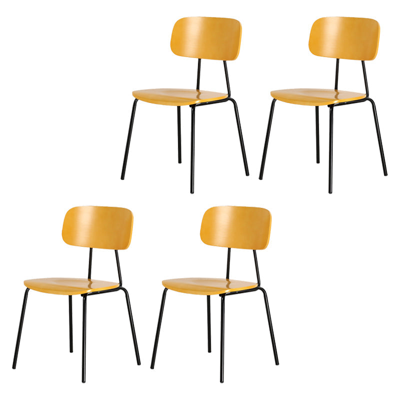 Industrial Metal Milk Tea Shop Side Chair Matte Finish Open Back Dining Chair (Set of 4) Yellow Clearhalo ' kitchen&dining_furn' 'Dining Chairs' 'Dining Tables & Seating' 'dining_chair' 'furn' 'furn_dining_chair' 'Furniture' 'furniture_dining_chair' 'Kitchen & Dining Furniture' 'kitchen' 4039559