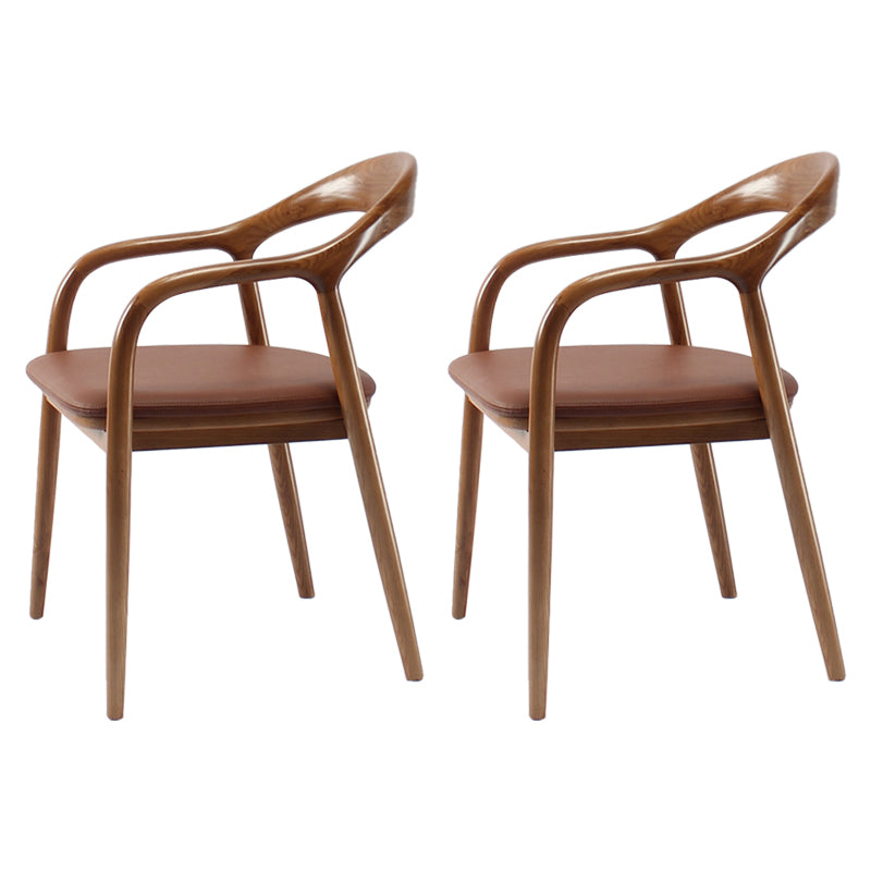 Traditional Style Ash Wood Chair Set Kitchen Dining Room Open Back Arm Chairs Dark Coffee 2 Piece Set Clearhalo ' kitchen&dining_furn' 'Dining Chairs' 'Dining Tables & Seating' 'dining_chair' 'furn' 'furn_dining_chair' 'Furniture' 'furniture_dining_chair' 'Kitchen & Dining Furniture' 'kitchen' 4039576