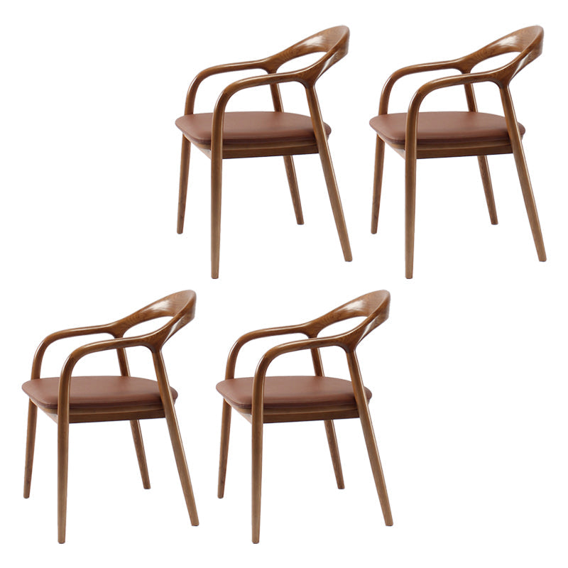 Traditional Style Ash Wood Chair Set Kitchen Dining Room Open Back Arm Chairs Dark Coffee 4 Piece Set Clearhalo ' kitchen&dining_furn' 'Dining Chairs' 'Dining Tables & Seating' 'dining_chair' 'furn' 'furn_dining_chair' 'Furniture' 'furniture_dining_chair' 'Kitchen & Dining Furniture' 'kitchen' 4039577