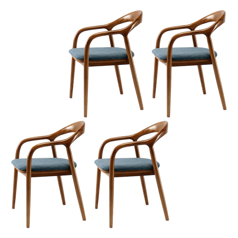 Traditional Style Ash Wood Chair Set Kitchen Dining Room Open Back Arm Chairs Blue-Brown 4 Piece Set Clearhalo ' kitchen&dining_furn' 'Dining Chairs' 'Dining Tables & Seating' 'dining_chair' 'furn' 'furn_dining_chair' 'Furniture' 'furniture_dining_chair' 'Kitchen & Dining Furniture' 'kitchen' 4039583