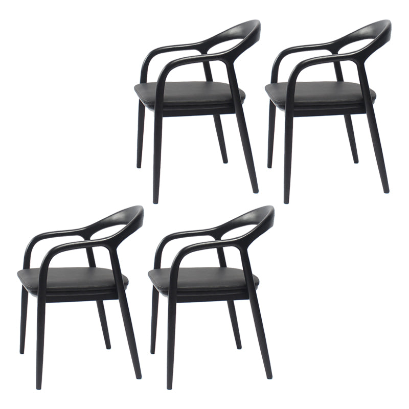 Traditional Style Ash Wood Chair Set Kitchen Dining Room Open Back Arm Chairs Gloss Black 4 Piece Set Clearhalo ' kitchen&dining_furn' 'Dining Chairs' 'Dining Tables & Seating' 'dining_chair' 'furn' 'furn_dining_chair' 'Furniture' 'furniture_dining_chair' 'Kitchen & Dining Furniture' 'kitchen' 4039589