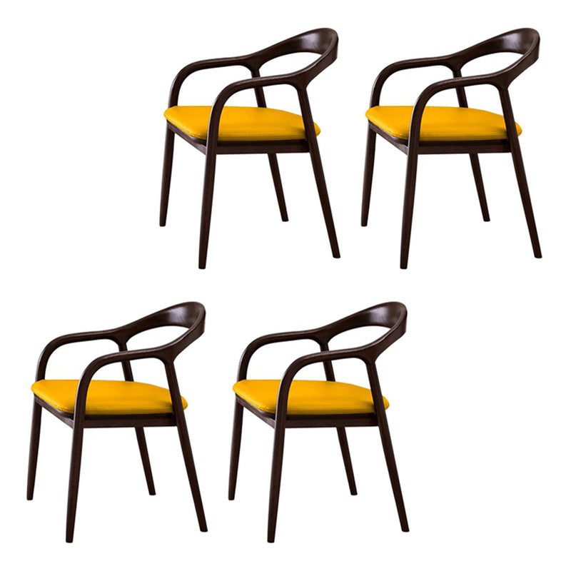 Traditional Solid Ash Wood Chairs Open Back Arm Dining Kitchen Chair Set Yellow 4 Piece Set Clearhalo ' kitchen&dining_furn' 'Dining Chairs' 'Dining Tables & Seating' 'dining_chair' 'furn' 'furn_dining_chair' 'Furniture' 'furniture_dining_chair' 'Kitchen & Dining Furniture' 'kitchen' 4039638