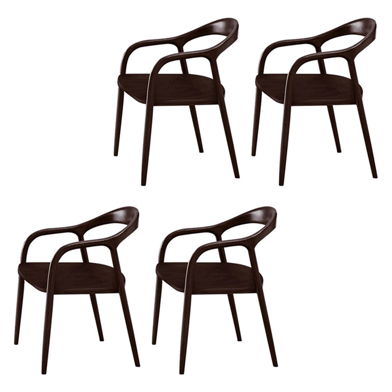 Traditional Solid Ash Wood Chairs Open Back Arm Dining Kitchen Chair Set Walnut 4 Piece Set Clearhalo ' kitchen&dining_furn' 'Dining Chairs' 'Dining Tables & Seating' 'dining_chair' 'furn' 'furn_dining_chair' 'Furniture' 'furniture_dining_chair' 'Kitchen & Dining Furniture' 'kitchen' 4039644