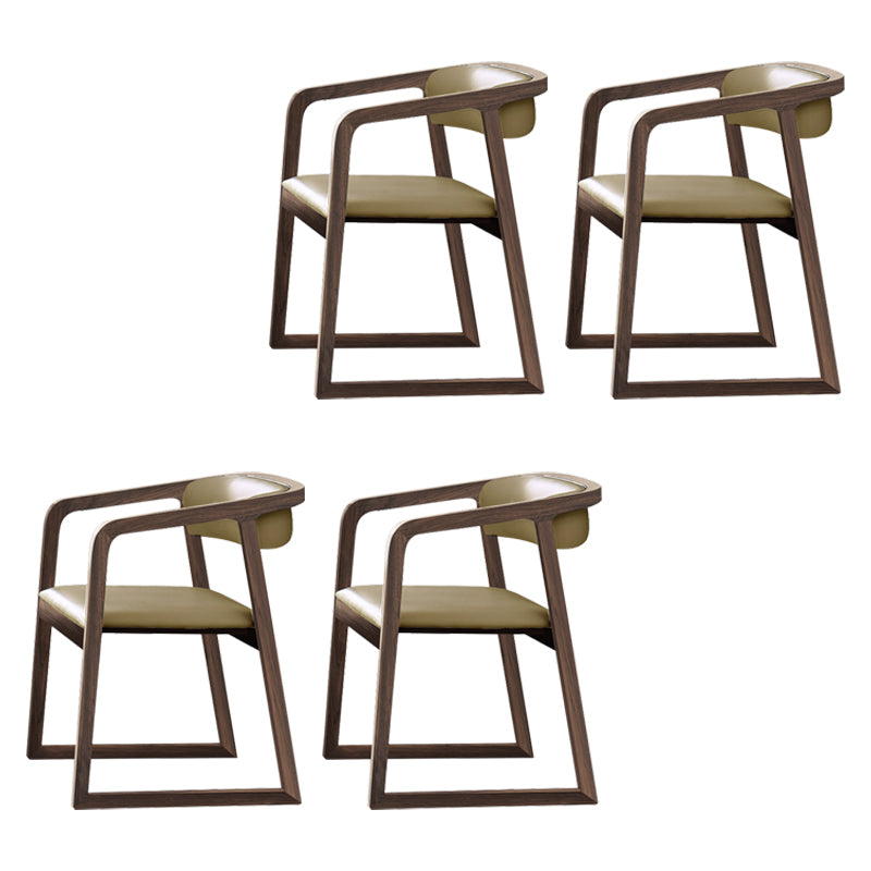 Traditional Solid Ash Wood Chairs Kitchen Dining Open Back Arm Chair Set Khaki 4 Piece Set Clearhalo ' kitchen&dining_furn' 'Dining Chairs' 'Dining Tables & Seating' 'dining_chair' 'furn' 'furn_dining_chair' 'Furniture' 'furniture_dining_chair' 'Kitchen & Dining Furniture' 'kitchen' 4039667