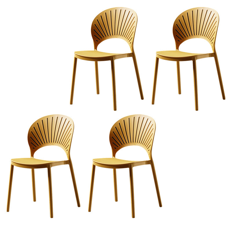 Contemporary Style Dining Chairs Plastic Dining Armless Side Chairs for Kitchen Yellow 4 Piece Set Clearhalo ' kitchen&dining_furn' 'Dining Chairs' 'Dining Tables & Seating' 'dining_chair' 'furn' 'furn_dining_chair' 'Furniture' 'furniture_dining_chair' 'Kitchen & Dining Furniture' 'kitchen' 4039688