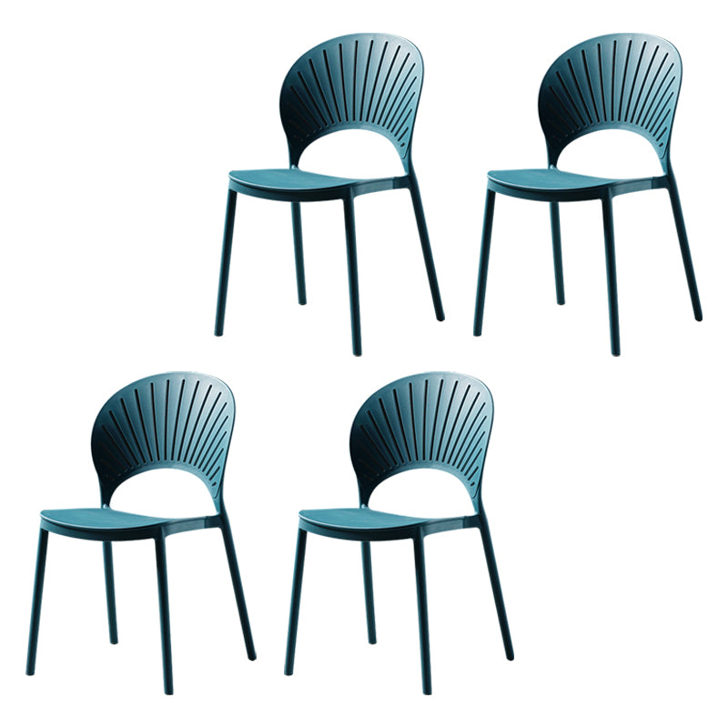 Contemporary Style Dining Chairs Plastic Dining Armless Side Chairs for Kitchen Peacock Blue 4 Piece Set Clearhalo ' kitchen&dining_furn' 'Dining Chairs' 'Dining Tables & Seating' 'dining_chair' 'furn' 'furn_dining_chair' 'Furniture' 'furniture_dining_chair' 'Kitchen & Dining Furniture' 'kitchen' 4039701