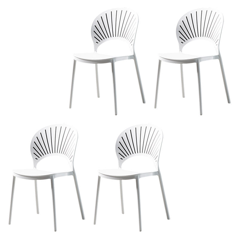 Contemporary Style Dining Chairs Plastic Dining Armless Side Chairs for Kitchen White 4 Piece Set Clearhalo ' kitchen&dining_furn' 'Dining Chairs' 'Dining Tables & Seating' 'dining_chair' 'furn' 'furn_dining_chair' 'Furniture' 'furniture_dining_chair' 'Kitchen & Dining Furniture' 'kitchen' 4039707