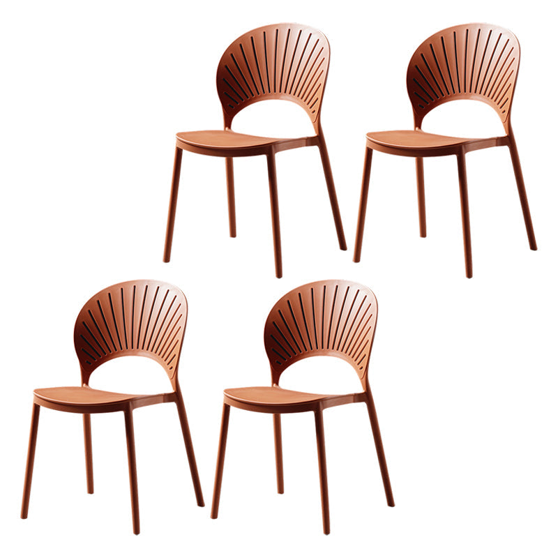 Contemporary Style Dining Chairs Plastic Dining Armless Side Chairs for Kitchen Orange 4 Piece Set Clearhalo ' kitchen&dining_furn' 'Dining Chairs' 'Dining Tables & Seating' 'dining_chair' 'furn' 'furn_dining_chair' 'Furniture' 'furniture_dining_chair' 'Kitchen & Dining Furniture' 'kitchen' 4039713