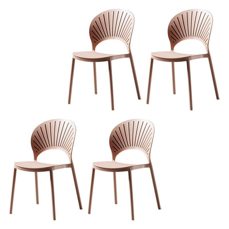 Contemporary Style Dining Chairs Plastic Dining Armless Side Chairs for Kitchen Pink 4 Piece Set Clearhalo ' kitchen&dining_furn' 'Dining Chairs' 'Dining Tables & Seating' 'dining_chair' 'furn' 'furn_dining_chair' 'Furniture' 'furniture_dining_chair' 'Kitchen & Dining Furniture' 'kitchen' 4039722