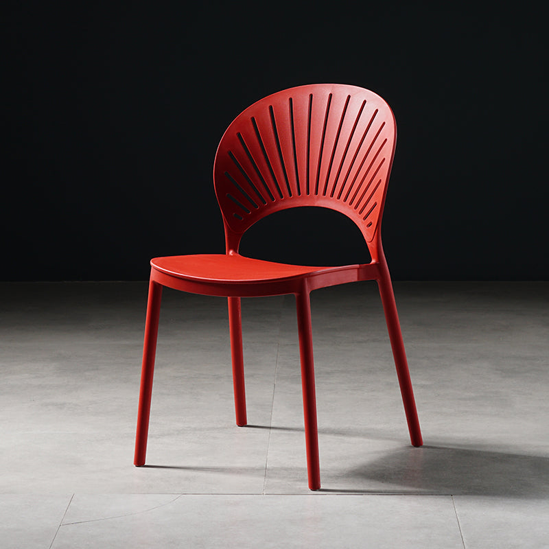 Contemporary Style Dining Chairs Plastic Dining Armless Side Chairs for Kitchen Red 1 Piece Clearhalo ' kitchen&dining_furn' 'Dining Chairs' 'Dining Tables & Seating' 'dining_chair' 'furn' 'furn_dining_chair' 'Furniture' 'furniture_dining_chair' 'Kitchen & Dining Furniture' 'kitchen' 4039726