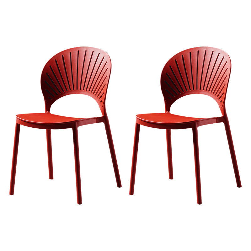 Contemporary Style Dining Chairs Plastic Dining Armless Side Chairs for Kitchen Red 2 Piece Set Clearhalo ' kitchen&dining_furn' 'Dining Chairs' 'Dining Tables & Seating' 'dining_chair' 'furn' 'furn_dining_chair' 'Furniture' 'furniture_dining_chair' 'Kitchen & Dining Furniture' 'kitchen' 4039727