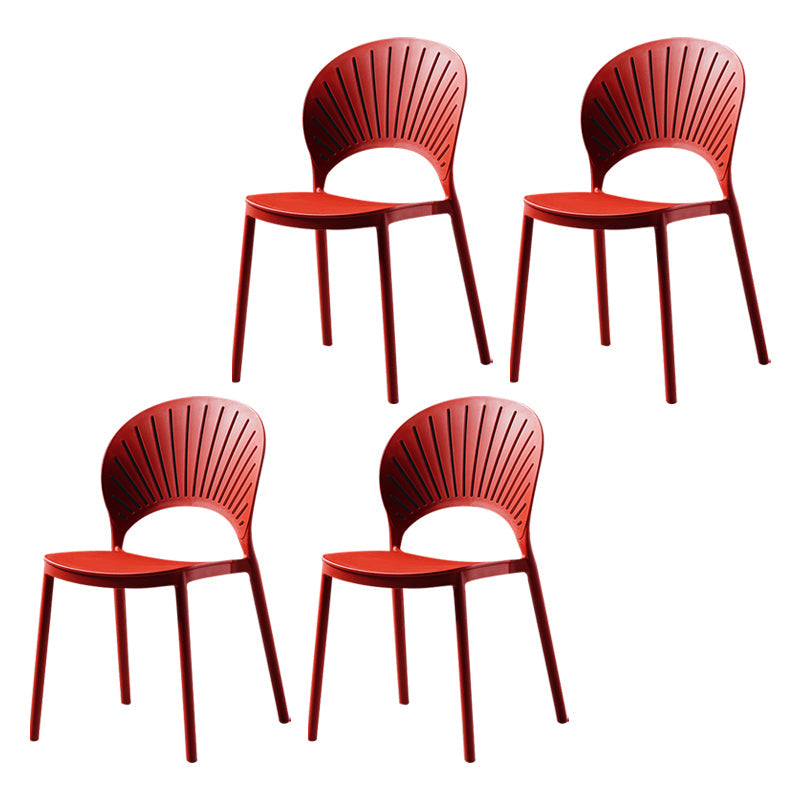 Contemporary Style Dining Chairs Plastic Dining Armless Side Chairs for Kitchen Red 4 Piece Set Clearhalo ' kitchen&dining_furn' 'Dining Chairs' 'Dining Tables & Seating' 'dining_chair' 'furn' 'furn_dining_chair' 'Furniture' 'furniture_dining_chair' 'Kitchen & Dining Furniture' 'kitchen' 4039728