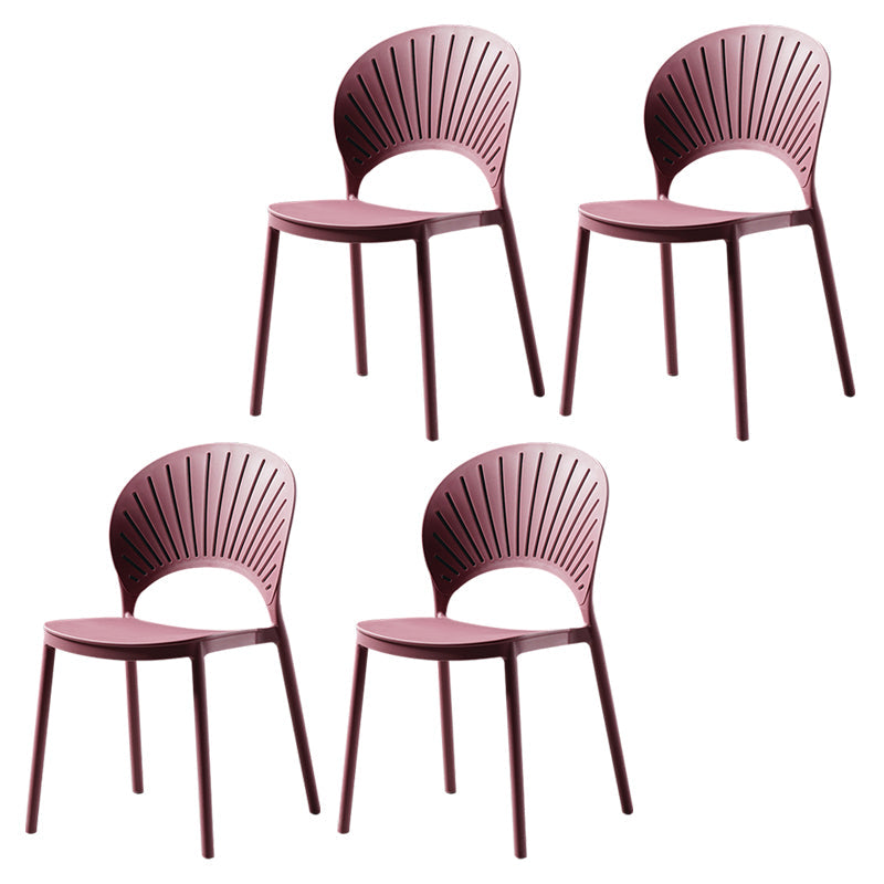 Contemporary Style Dining Chairs Plastic Dining Armless Side Chairs for Kitchen Purple 4 Piece Set Clearhalo ' kitchen&dining_furn' 'Dining Chairs' 'Dining Tables & Seating' 'dining_chair' 'furn' 'furn_dining_chair' 'Furniture' 'furniture_dining_chair' 'Kitchen & Dining Furniture' 'kitchen' 4039731