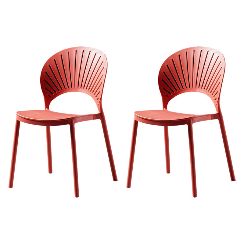 Contemporary Style Dining Chairs Plastic Dining Armless Side Chairs for Kitchen Light Red 2 Piece Set Clearhalo ' kitchen&dining_furn' 'Dining Chairs' 'Dining Tables & Seating' 'dining_chair' 'furn' 'furn_dining_chair' 'Furniture' 'furniture_dining_chair' 'Kitchen & Dining Furniture' 'kitchen' 4039733