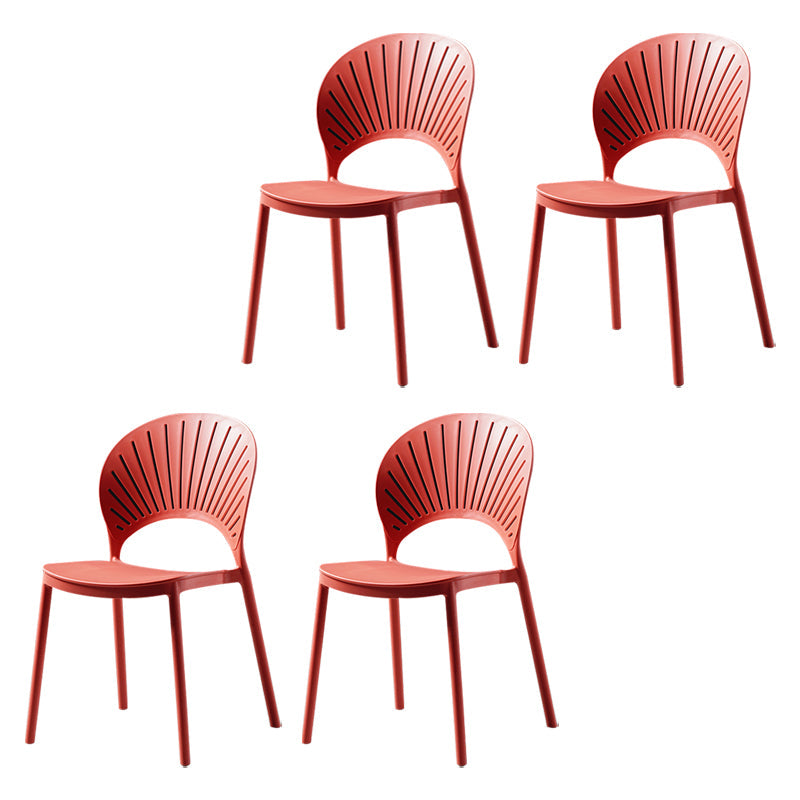 Contemporary Style Dining Chairs Plastic Dining Armless Side Chairs for Kitchen Light Red 4 Piece Set Clearhalo ' kitchen&dining_furn' 'Dining Chairs' 'Dining Tables & Seating' 'dining_chair' 'furn' 'furn_dining_chair' 'Furniture' 'furniture_dining_chair' 'Kitchen & Dining Furniture' 'kitchen' 4039734