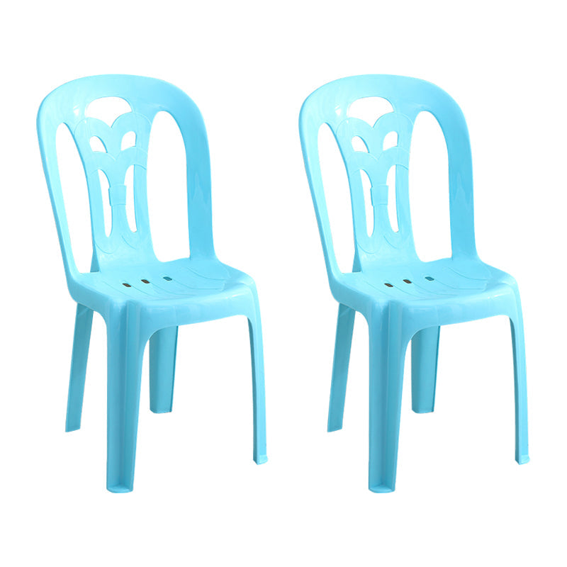 Contemporary Plastic Dining Armless Chair Slat Back Side Stackable Chairs for Home Light Blue 2 Piece Set Clearhalo ' kitchen&dining_furn' 'Dining Chairs' 'Dining Tables & Seating' 'dining_chair' 'furn' 'furn_dining_chair' 'Furniture' 'furniture_dining_chair' 'Kitchen & Dining Furniture' 'kitchen' 4039756