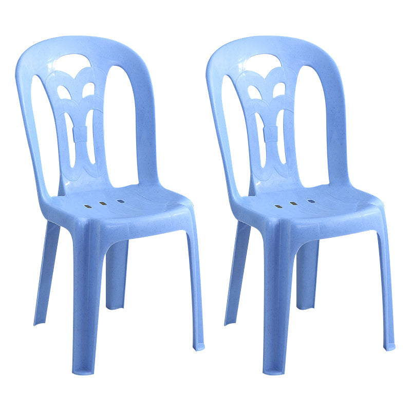 Contemporary Plastic Dining Armless Chair Slat Back Side Stackable Chairs for Home Blue 2 Piece Set Clearhalo ' kitchen&dining_furn' 'Dining Chairs' 'Dining Tables & Seating' 'dining_chair' 'furn' 'furn_dining_chair' 'Furniture' 'furniture_dining_chair' 'Kitchen & Dining Furniture' 'kitchen' 4039761