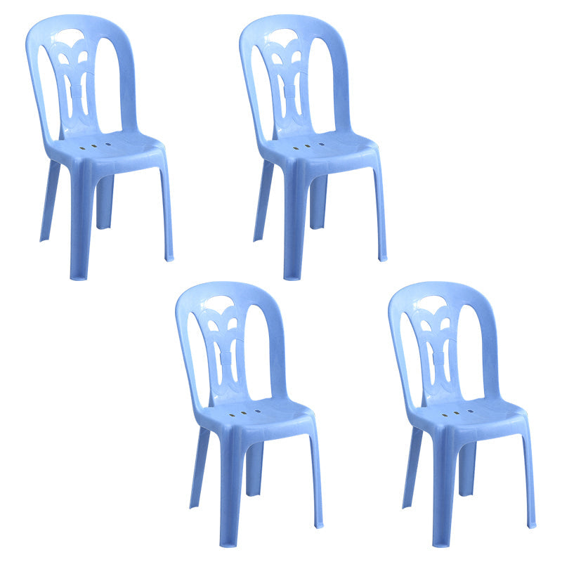 Contemporary Plastic Dining Armless Chair Slat Back Side Stackable Chairs for Home Blue 4 Piece Set Clearhalo ' kitchen&dining_furn' 'Dining Chairs' 'Dining Tables & Seating' 'dining_chair' 'furn' 'furn_dining_chair' 'Furniture' 'furniture_dining_chair' 'Kitchen & Dining Furniture' 'kitchen' 4039764