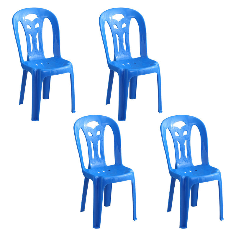 Contemporary Plastic Dining Armless Chair Slat Back Side Stackable Chairs for Home Dark Blue 4 Piece Set Clearhalo ' kitchen&dining_furn' 'Dining Chairs' 'Dining Tables & Seating' 'dining_chair' 'furn' 'furn_dining_chair' 'Furniture' 'furniture_dining_chair' 'Kitchen & Dining Furniture' 'kitchen' 4039768