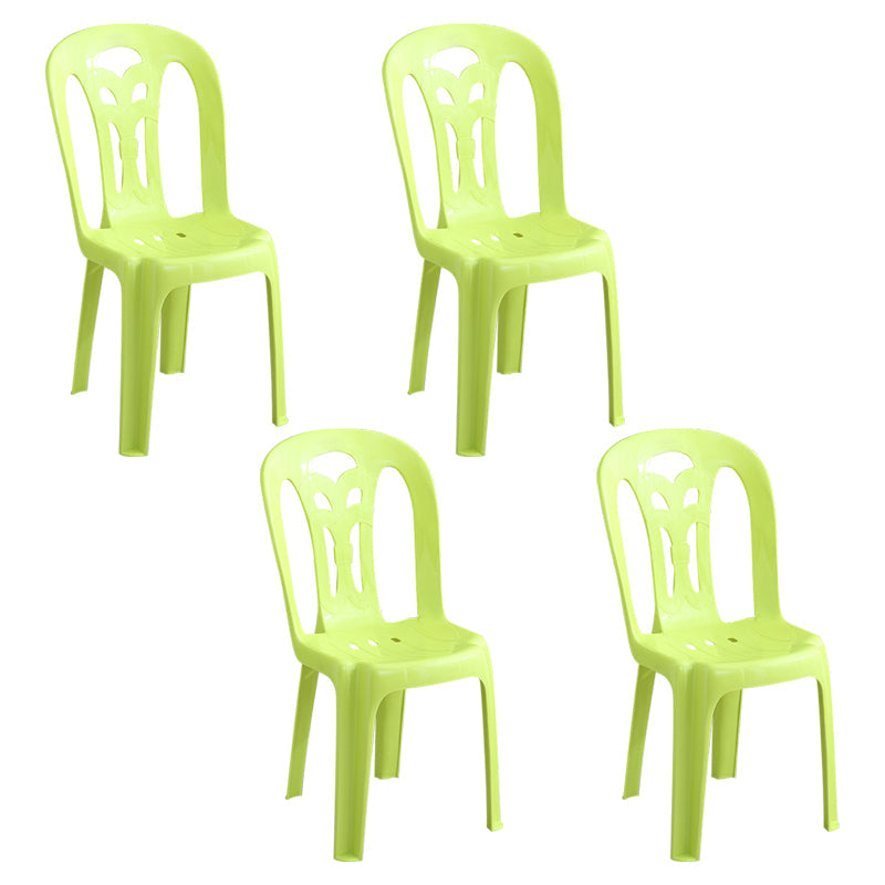 Contemporary Plastic Dining Armless Chair Slat Back Side Stackable Chairs for Home Yellow 4 Piece Set Clearhalo ' kitchen&dining_furn' 'Dining Chairs' 'Dining Tables & Seating' 'dining_chair' 'furn' 'furn_dining_chair' 'Furniture' 'furniture_dining_chair' 'Kitchen & Dining Furniture' 'kitchen' 4039771