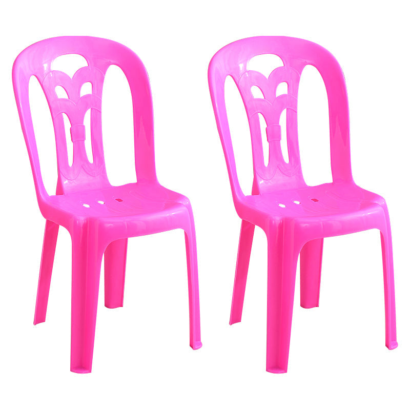 Contemporary Plastic Dining Armless Chair Slat Back Side Stackable Chairs for Home Red 2 Piece Set Clearhalo ' kitchen&dining_furn' 'Dining Chairs' 'Dining Tables & Seating' 'dining_chair' 'furn' 'furn_dining_chair' 'Furniture' 'furniture_dining_chair' 'Kitchen & Dining Furniture' 'kitchen' 4039773