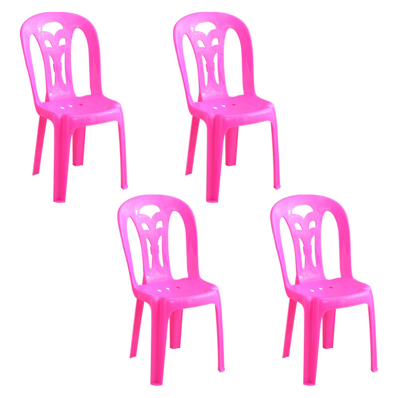 Contemporary Plastic Dining Armless Chair Slat Back Side Stackable Chairs for Home Red 4 Piece Set Clearhalo ' kitchen&dining_furn' 'Dining Chairs' 'Dining Tables & Seating' 'dining_chair' 'furn' 'furn_dining_chair' 'Furniture' 'furniture_dining_chair' 'Kitchen & Dining Furniture' 'kitchen' 4039774