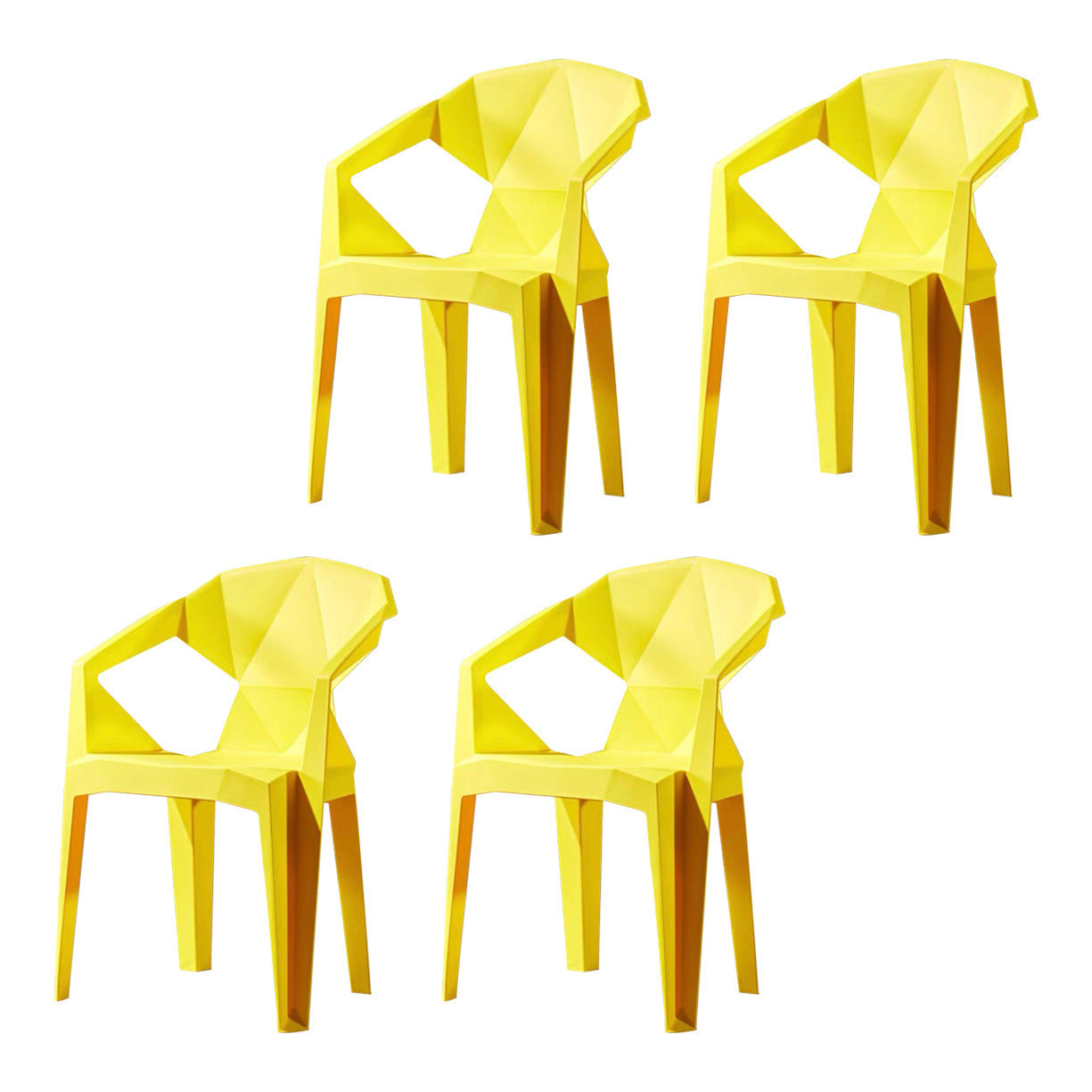 Modern Style Dining Chairs Plastic Dining Stackable Side Chairs for Kitchen (Set of 4) Yellow Clearhalo ' kitchen&dining_furn' 'Dining Chairs' 'Dining Tables & Seating' 'dining_chair' 'furn' 'furn_dining_chair' 'Furniture' 'furniture_dining_chair' 'Kitchen & Dining Furniture' 'kitchen' 4039781