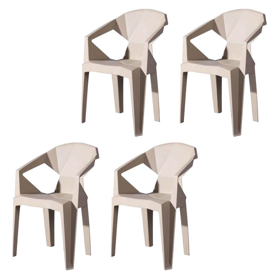 Modern Style Dining Chairs Plastic Dining Stackable Side Chairs for Kitchen (Set of 4) Khaki Clearhalo ' kitchen&dining_furn' 'Dining Chairs' 'Dining Tables & Seating' 'dining_chair' 'furn' 'furn_dining_chair' 'Furniture' 'furniture_dining_chair' 'Kitchen & Dining Furniture' 'kitchen' 4039787