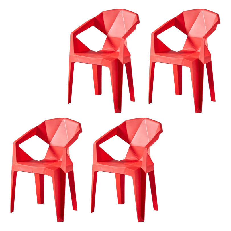 Modern Style Dining Chairs Plastic Dining Stackable Side Chairs for Kitchen (Set of 4) Red Clearhalo ' kitchen&dining_furn' 'Dining Chairs' 'Dining Tables & Seating' 'dining_chair' 'furn' 'furn_dining_chair' 'Furniture' 'furniture_dining_chair' 'Kitchen & Dining Furniture' 'kitchen' 4039789