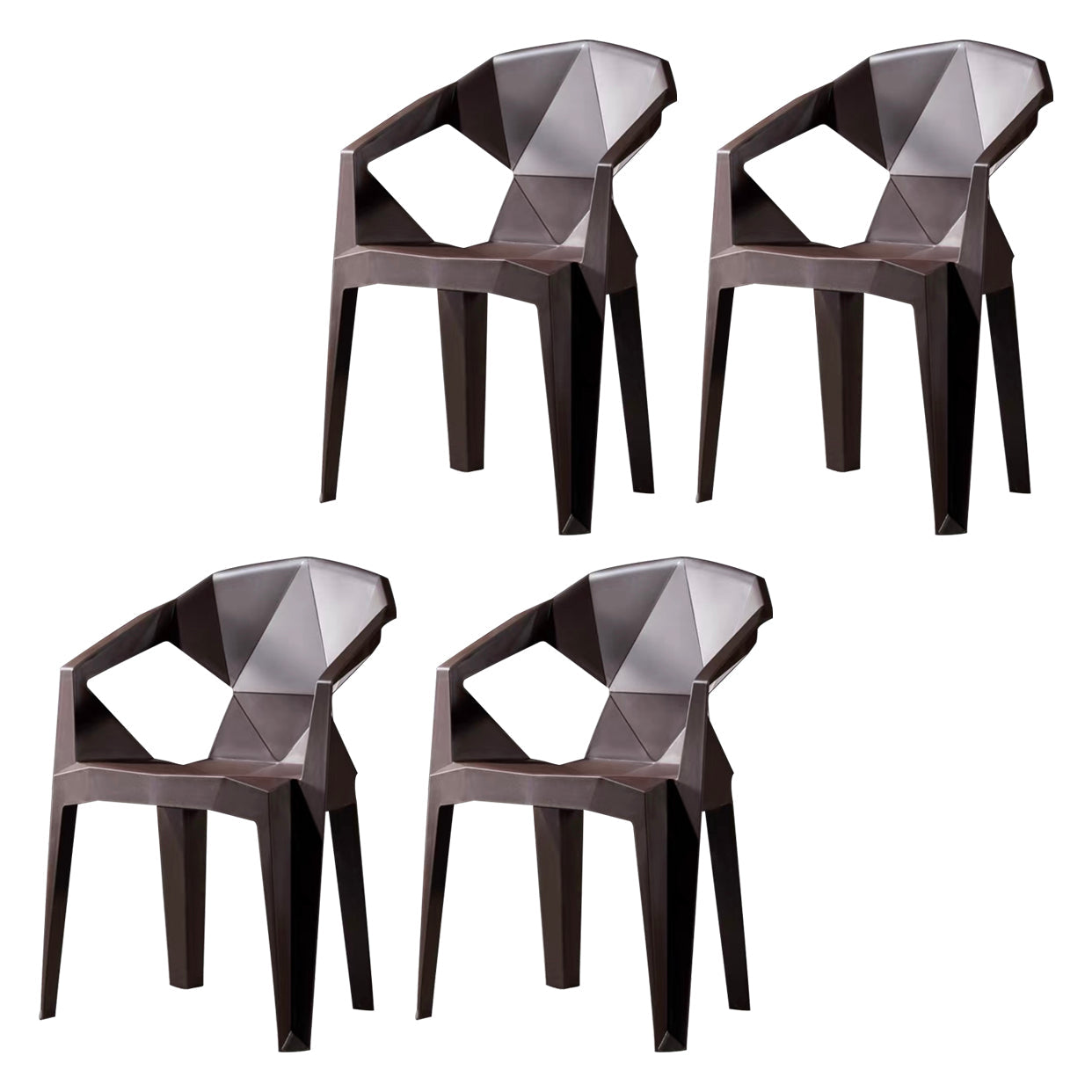 Modern Style Dining Chairs Plastic Dining Stackable Side Chairs for Kitchen (Set of 4) Coffee Clearhalo ' kitchen&dining_furn' 'Dining Chairs' 'Dining Tables & Seating' 'dining_chair' 'furn' 'furn_dining_chair' 'Furniture' 'furniture_dining_chair' 'Kitchen & Dining Furniture' 'kitchen' 4039791