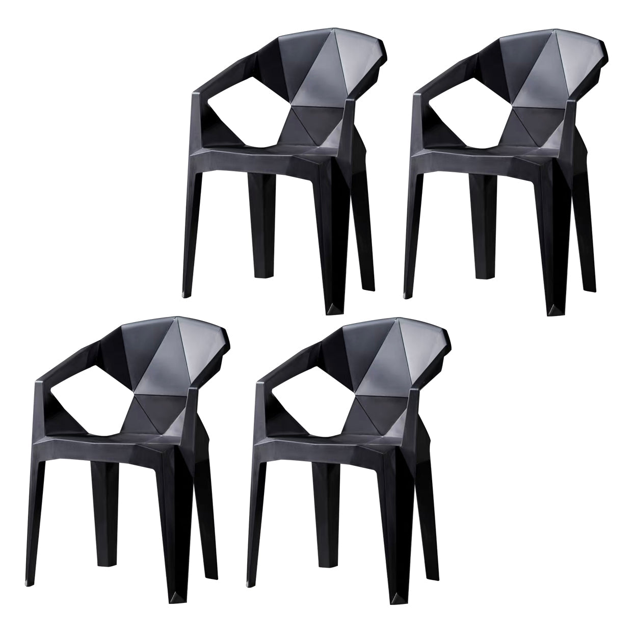 Modern Style Dining Chairs Plastic Dining Stackable Side Chairs for Kitchen (Set of 4) Black Clearhalo ' kitchen&dining_furn' 'Dining Chairs' 'Dining Tables & Seating' 'dining_chair' 'furn' 'furn_dining_chair' 'Furniture' 'furniture_dining_chair' 'Kitchen & Dining Furniture' 'kitchen' 4039793